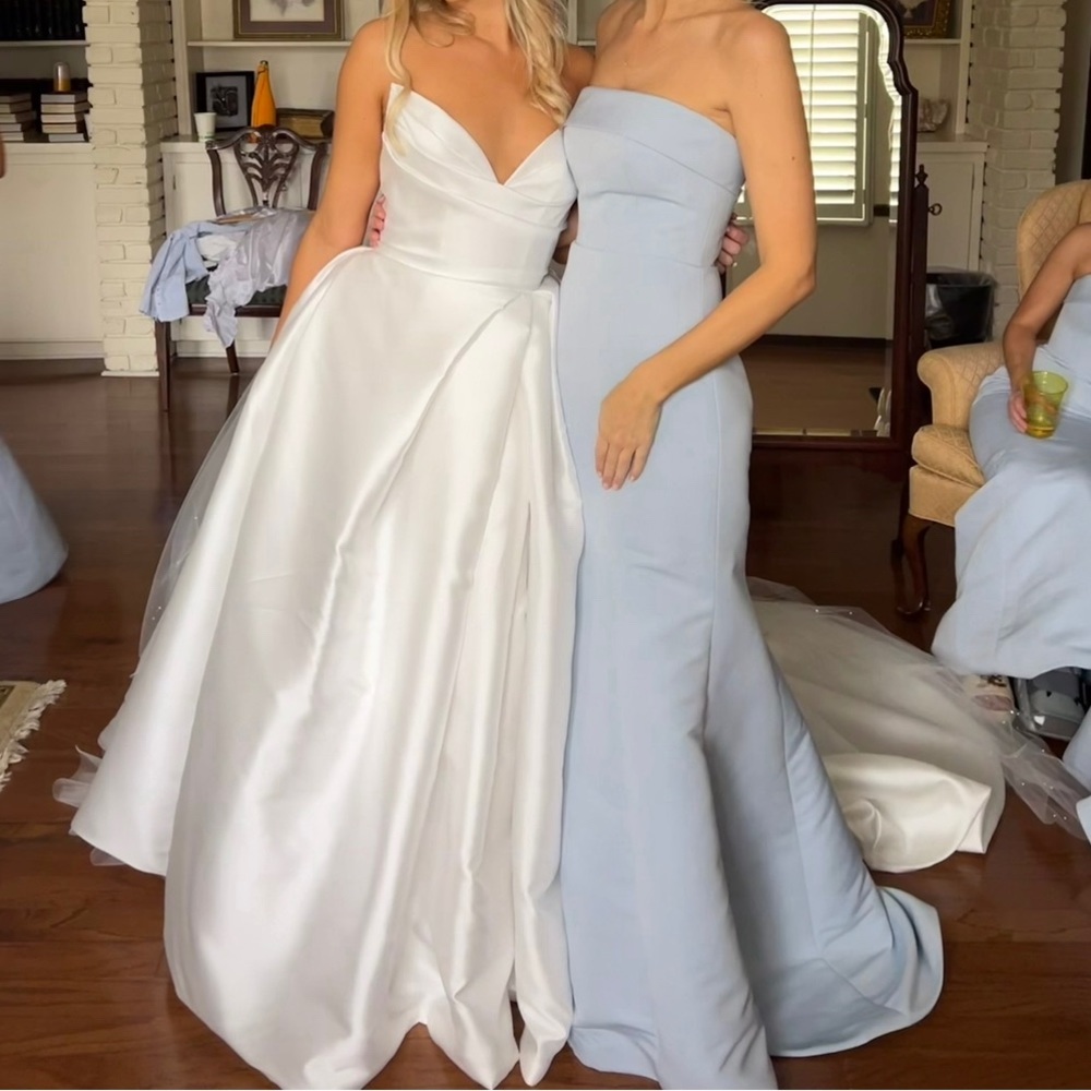 Amsale Jaylin Bridemaid Dress in Ice
